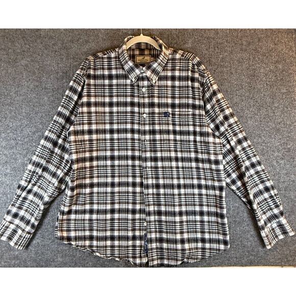 Properly Tied Traditional Flannel Mens Black and W Plaid Button Down Shirt SZ XL - Picture 1 of 3